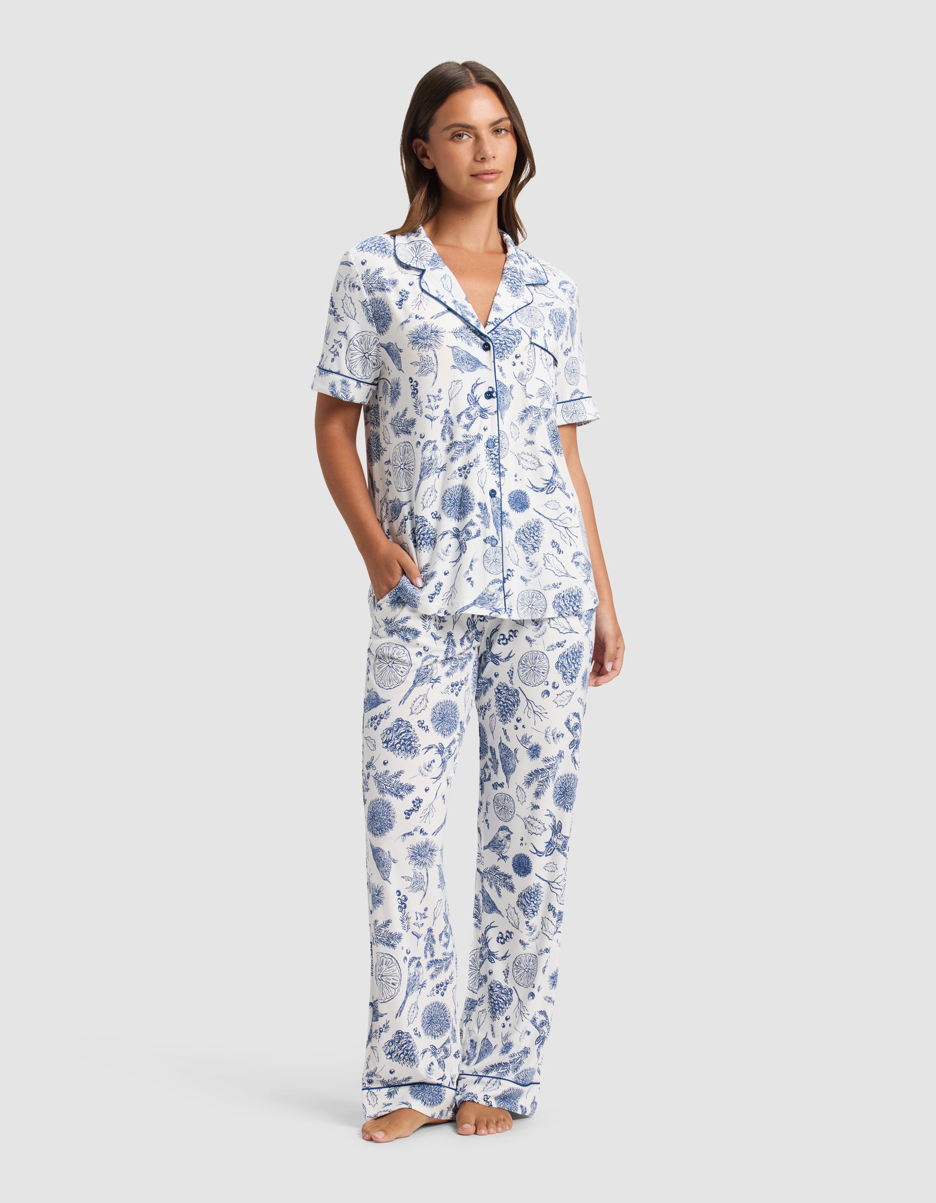 Women's Bamboo Stretch-Knit Short Sleeve & Pant Pajama Set - Image 4