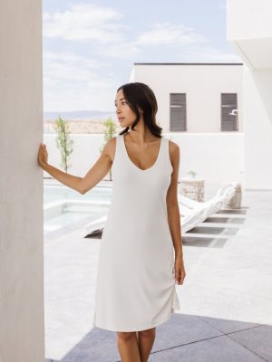 Women's Bamboo Rib-Knit V-Neck Tank Lounge Dress - Last Chance