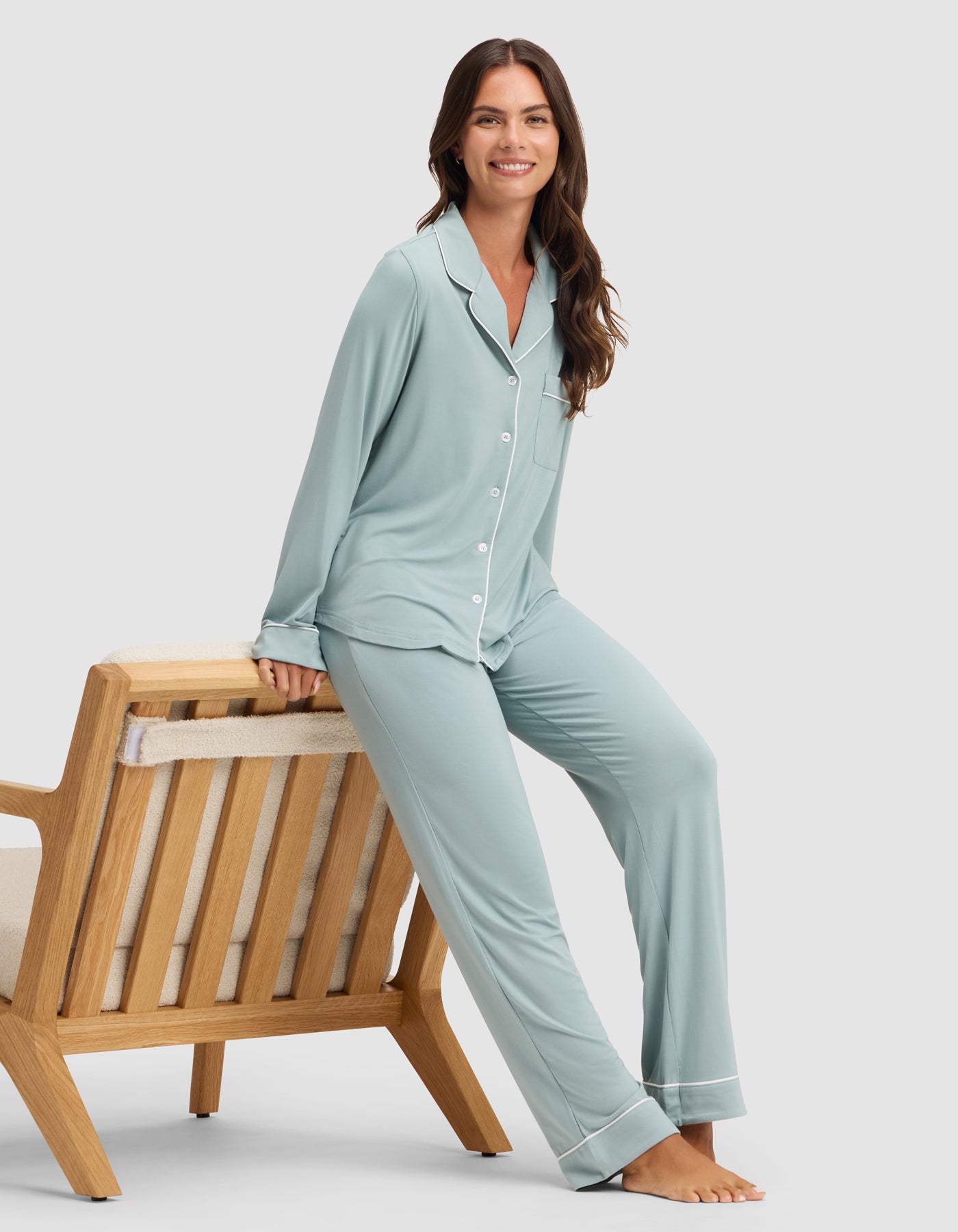 Women's Bamboo Stretch-Knit Long Sleeve Pajama Top - Image 42