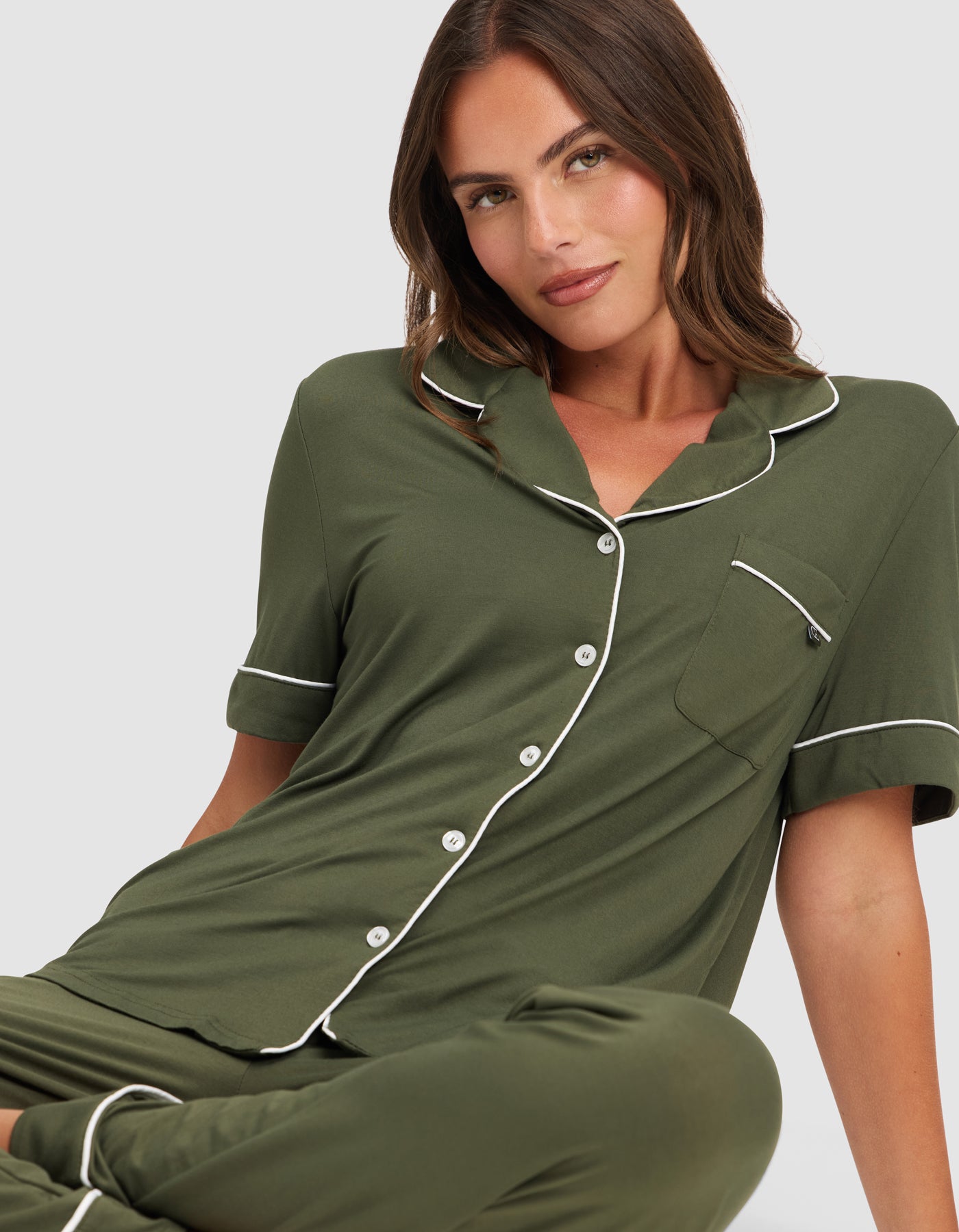Women's Bamboo Stretch-Knit Short Sleeve & Pant Pajama Set - Image 46
